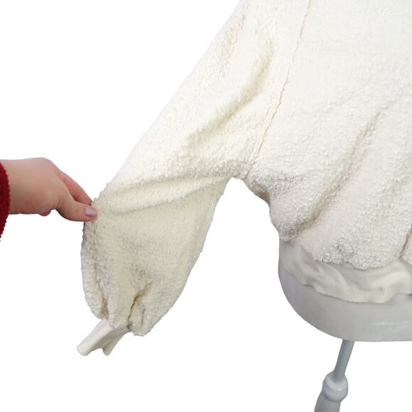 Free People cream textured knit slouchy balloon sleeve sweater Small - Picture 4 of 7